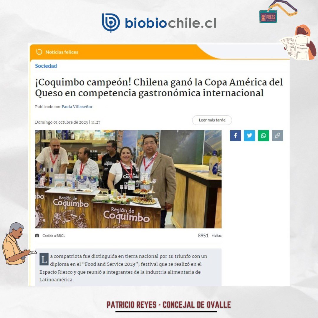 patricioreyesa's tweet photo. 🗞👏 Estoy muy contento por el reconocimiento nacional que ha tenido el logro de Caprinos Villaseca y de Quesos Las Majadas en la Copa América del Queso. Estoy orgulloso de haberlas acompañado en #FoodAndService y cuenten conmigo para seguir apoyando😃

#ovalle #quesos #limari https://t.co/rz8FNa7no1