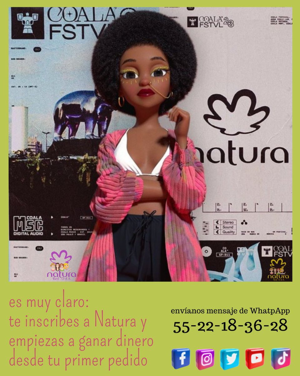 OdaNatura's tweet photo. #CreoQue 
no debes tardar más

Inscríbete a Natura y genera el #IngresoExtra que necesitas

Solicita información por WhatsApp
55 22 18 36 28
#NaturaMexico
@NaturaOda 
#FelizMartesATodos https://t.co/6QzrhJKtkX