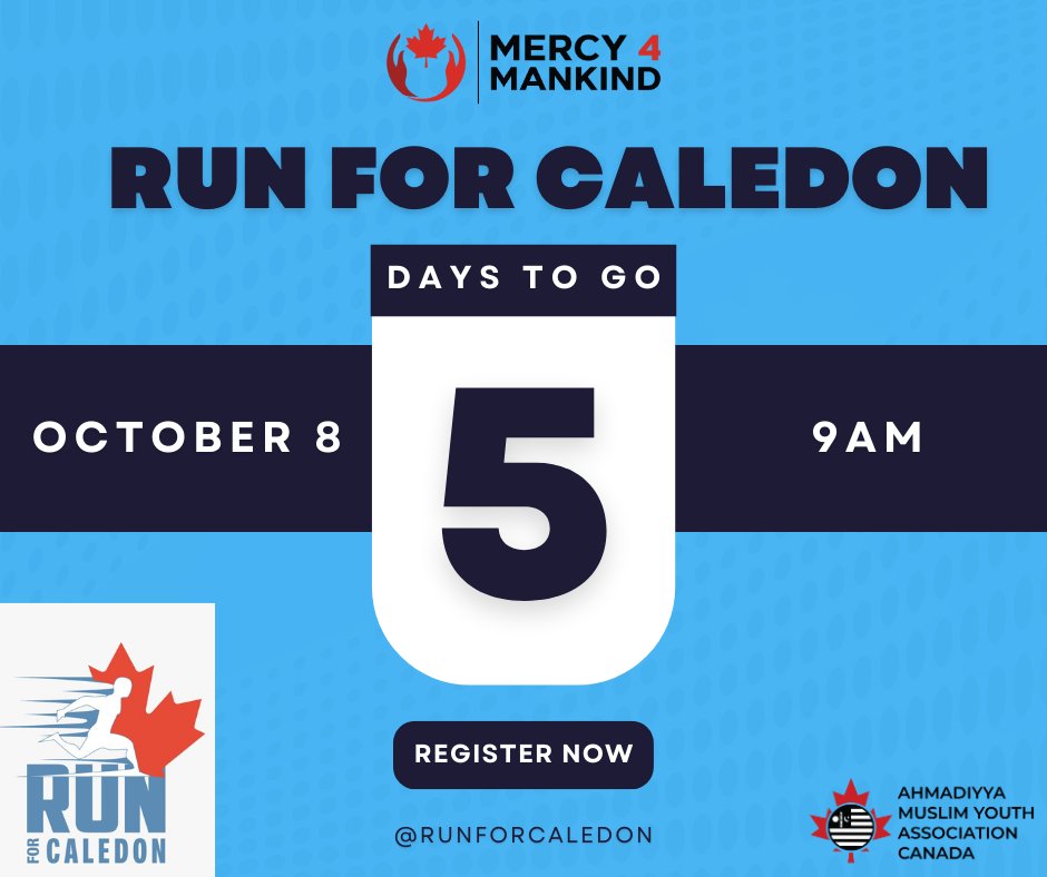𝟓 𝐃𝐀𝐘𝐒 𝐋𝐄𝐅𝐓

The Inaugural 𝐑𝐔𝐍 𝐅𝐎𝐑 𝐂𝐀𝐋𝐄𝐃𝐎𝐍 will be held in support of #Caledon Community Services &amp; BGC Peel.

🗓️ October 8, 2023 
📍 Humberview Track Bolton (135 Kingsview Dr. Bolton)
🕘 9AM

Register: raceroster.com/events/2023/80…

#RunForCaledon #Mercy4Mankind