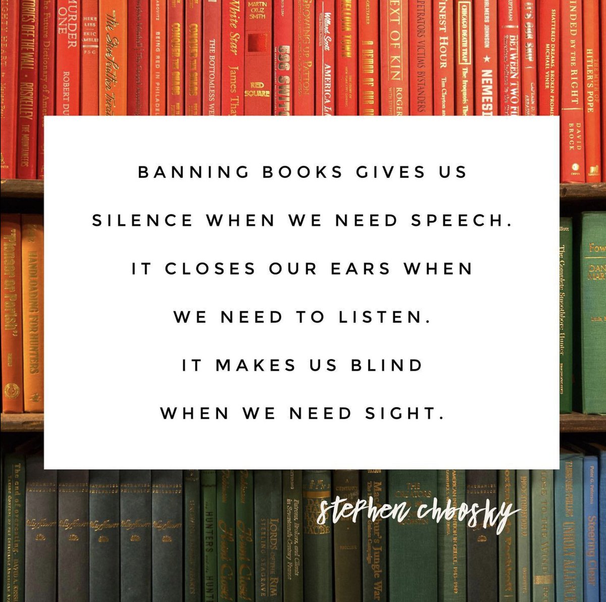 Banning books gives us silence when we need speech. Read it, learn from it… don’t fear it. #eatreadlead #bannedbooksweek 📚