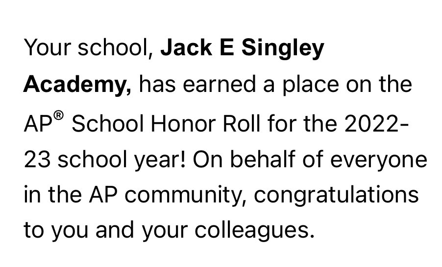 Great things are happening here! Congratulations to our Staff and Students!

#collegeboard #APHonorRoll