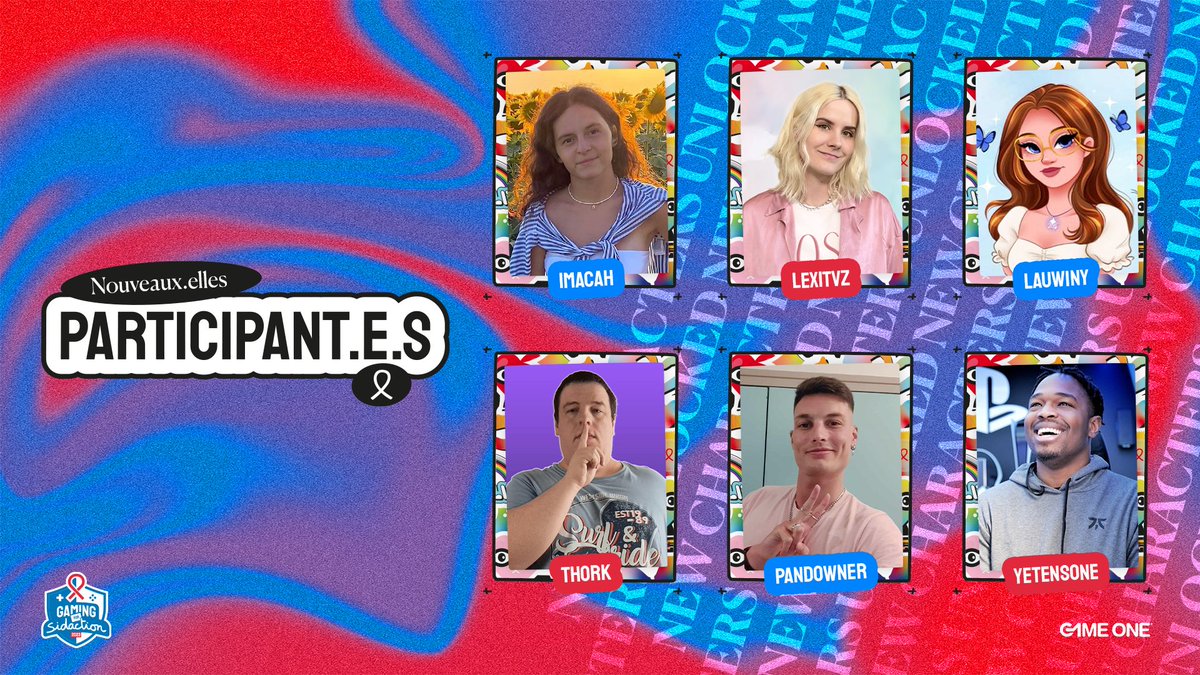 Notre dream team #GamingForSidaction accueille de nouveaux streameurs.euses plus motivés que jamais ! 💪

<a href="/IMaCaH_Twitch/">IMaCaH</a>, <a href="/LexiTVz/">Lexi TVz</a>, <a href="/lauwiny/">Lauwiny 🦋</a>, @ThorkSorare, <a href="/Pandowner_LOL/">Pandowner BL</a> et <a href="/Yetensone/">FNATIC Yetensone</a> seront présents en live du 20 au 22 octobre pour nous aider dans notre lutte contre le VIH. 🤝