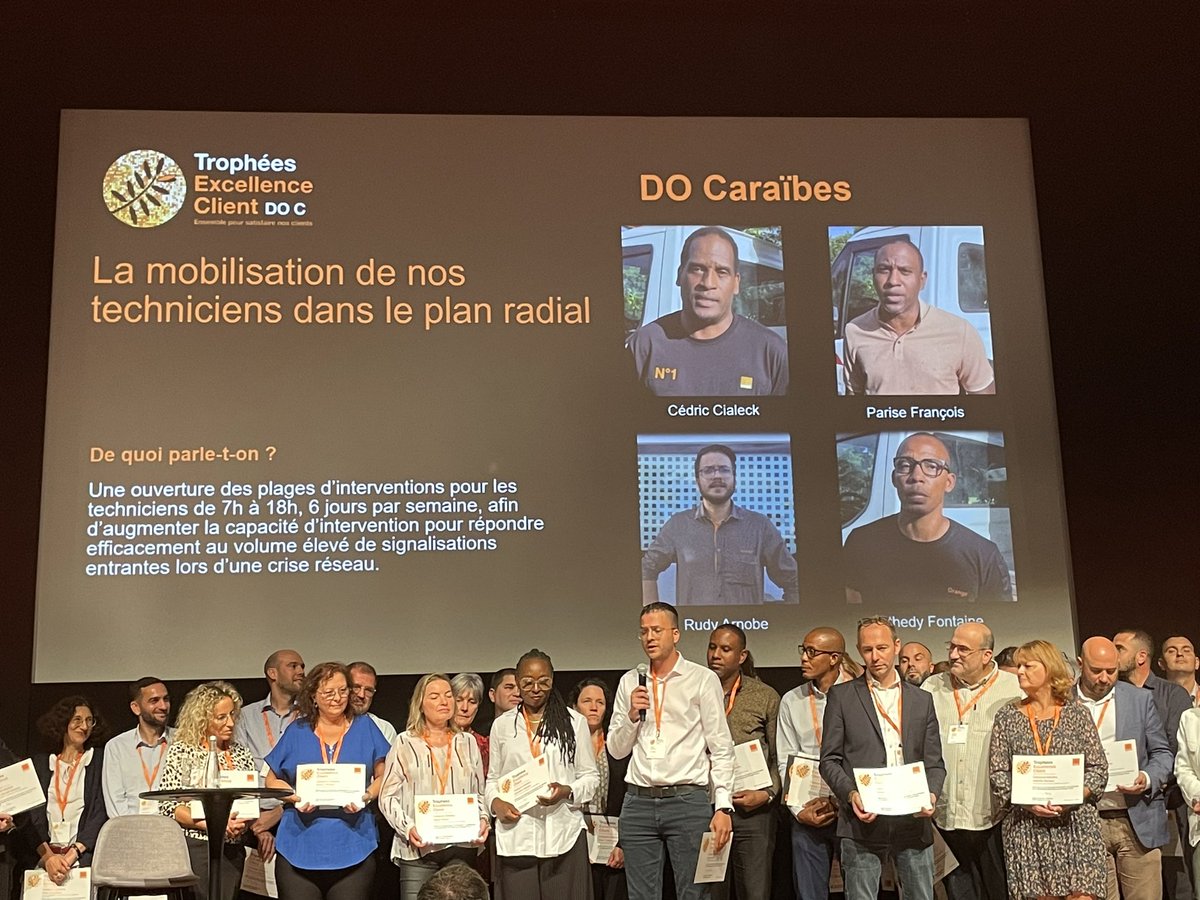 ThierryKergall's tweet image. Plaisir et fierté de retrouver les lauréats des @Orange_AntGuy aux Trophées Excellence Client : Kévin, Rudy, Parise, Stehdy, Cédric. 
Un grand Bravo pour leurs engagements auprès des clients et les collectifs qui les aident !!