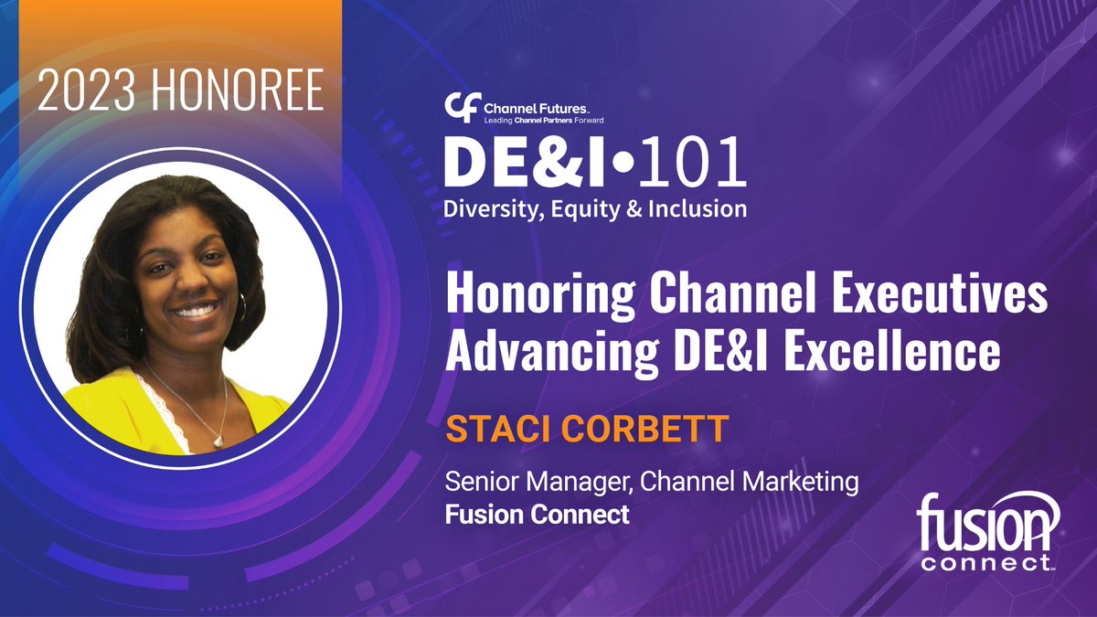 Our own Staci Corbett, Senior Manager, Channel Marketing, has been honored on the @ChannelFutures DE&amp;I 101 list for her outstanding leadership in promoting diversity and inclusion in the tech and communications industry. Congratulations, Staci! 🏆🎉 

#DEI #Leadership #diversity