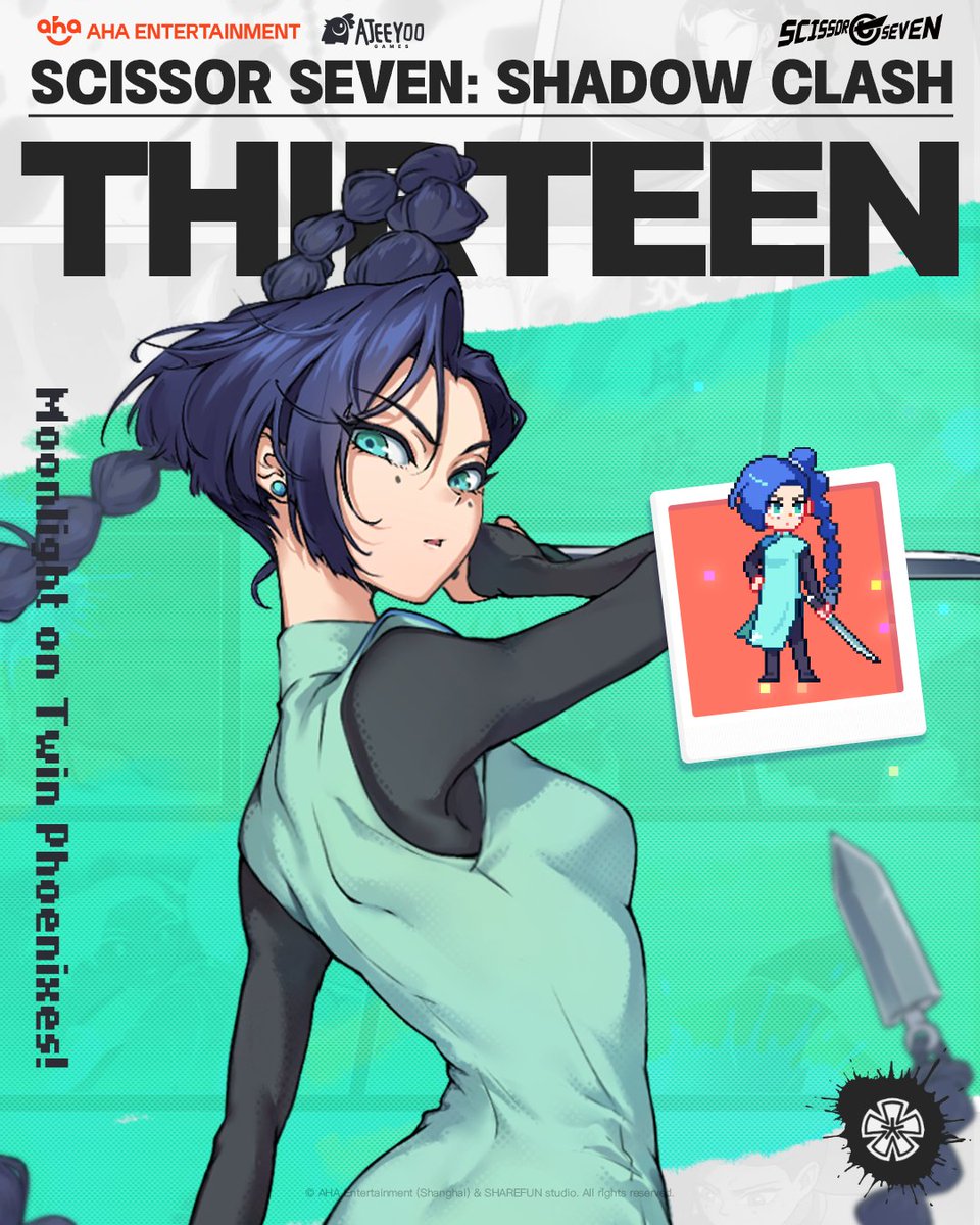 Thirteen🌸
Assassin Rank: NO.37

See the glint on those plum blossom daggers?
Long braided hair with a blade showing no mercy
Fierce yet cute. Impossible not to love!

🔥CBT Sign-up Now
forms.gle/NzsUDRzfLhaCZp…

#ScissorSevenShadowClash #Thirteen  #GuessTheCharacter #IslandTourCBT