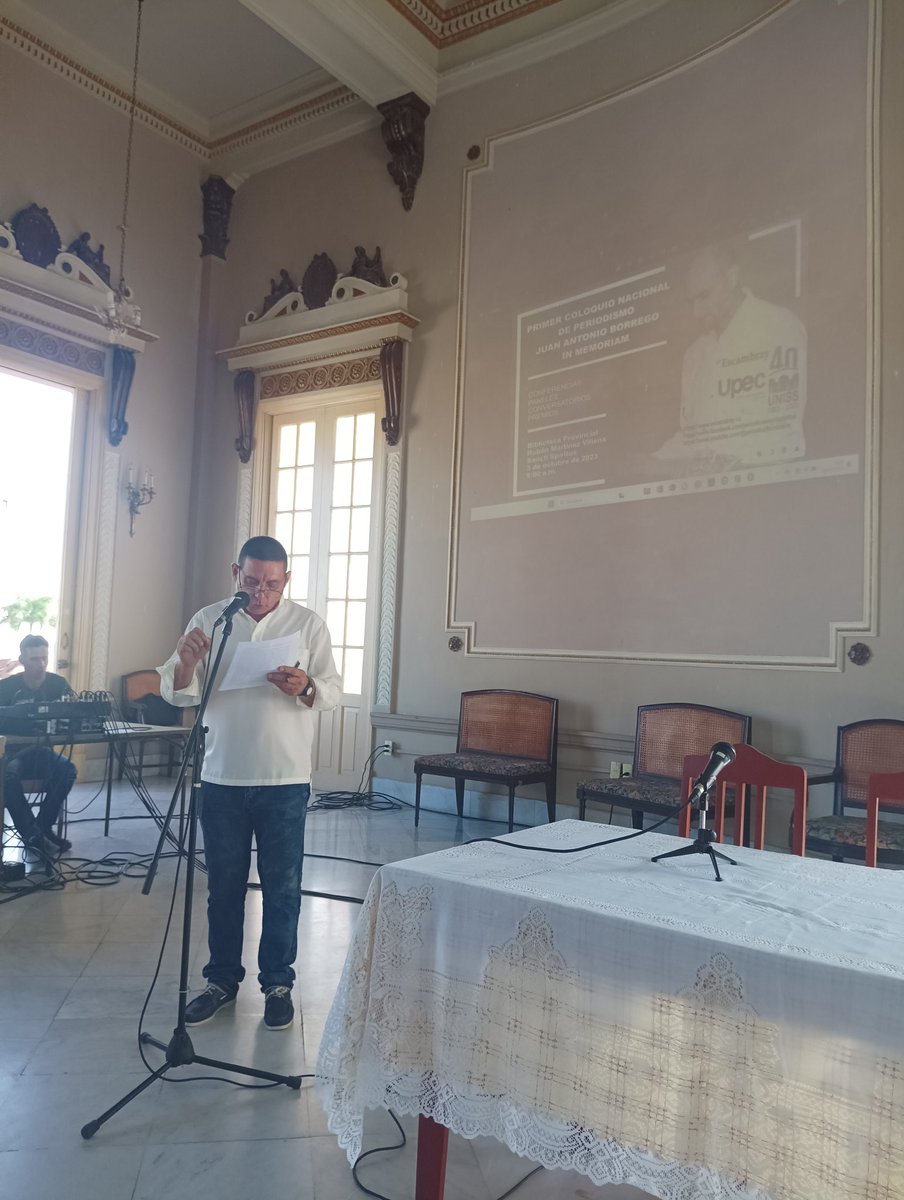 Sesiona 1er. coloquio nacional de Periodismo Juan Antonio Borrego, en Sancti Spiritus. Se honra a uno de los más importantes paradigmas de este ámbito en el país y aborda la importancia del liderazgo en el camino hacia la transformación de la prensa en #Cuba.