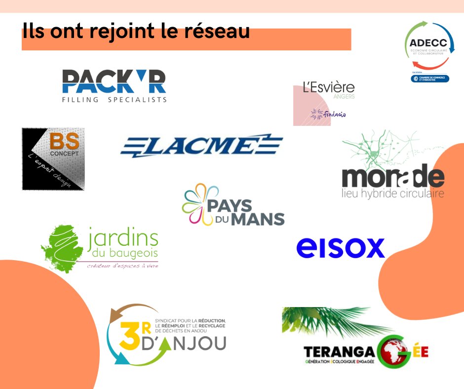 ✨ L'ADECC accueille de nouveaux adhérents et leur souhaite la bienvenue dans le réseau de l'économie circulaire et collaborative !

📆 RDV au prochain meetup le 13.12 de 8h30 à 10h pour rencontrer les anciens et nouveaux membres. 

♻️Inscriptions : tinyurl.com/mwxhmw57