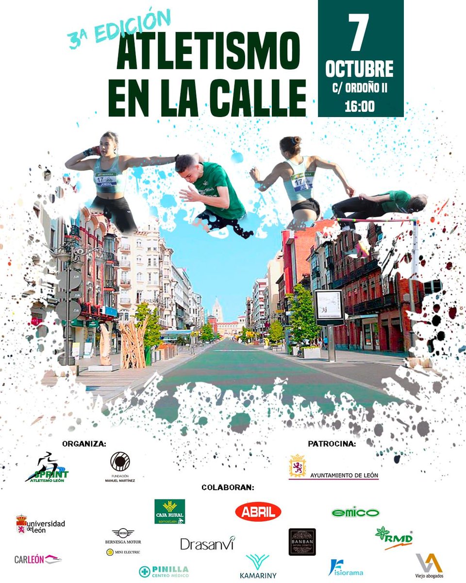Os esperamos el sábado 7 de octubre como orgullosos patrocinadores de Atletismo en la calle en León. Toca animar y disfrutar de tod@s l@s participantes!!! 🏃‍♀️🏃‍♂️
#atletismo #atletismoenlacalle #atletismoenlacalleleon2023 #leonesp