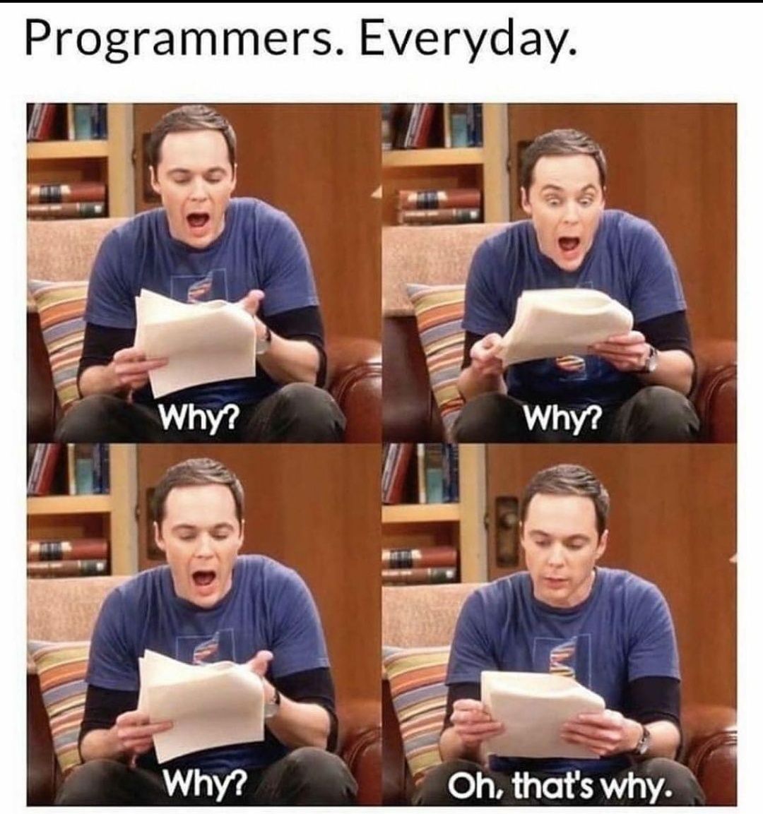 Un peu d'humour : ah, voilà pourquoi 😅 
#programmers #developpementinformatique #incodewetrust #believeit