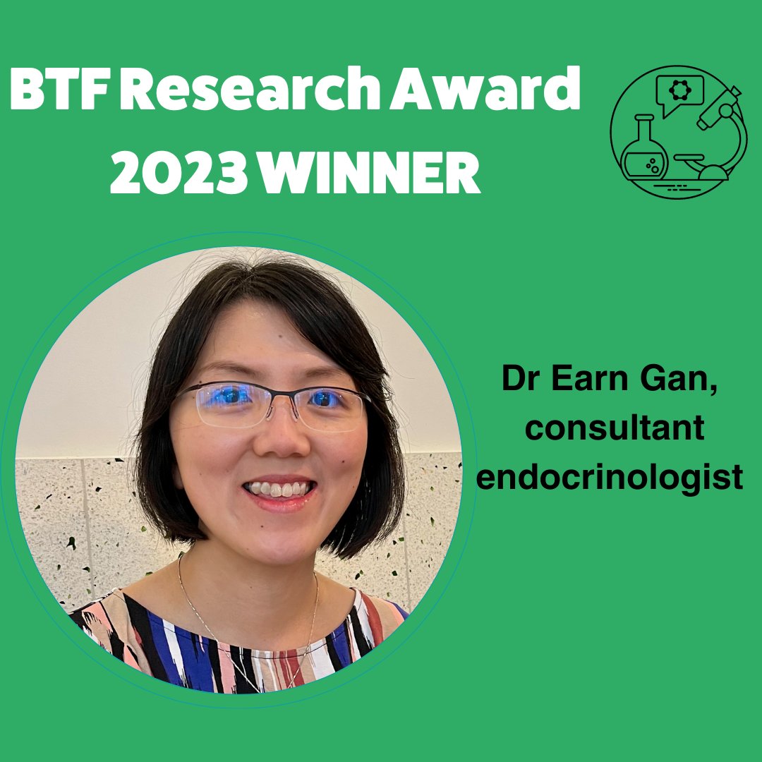 Delighted to announce Dr Earn Gan will receive our £35,000 BTF Research Award to fund a study looking at inflammation and quality of life in Graves' disease patients treated with RAI
Read more ⤵️
tinyurl.com/3krrtruw
#GravesDisease #RAI #research <a href="/nuth_endodiab/">Newcastle Endocrinology & Diabetes</a> <a href="/ThyroidBritish/">BritishThyroidAssociation</a>