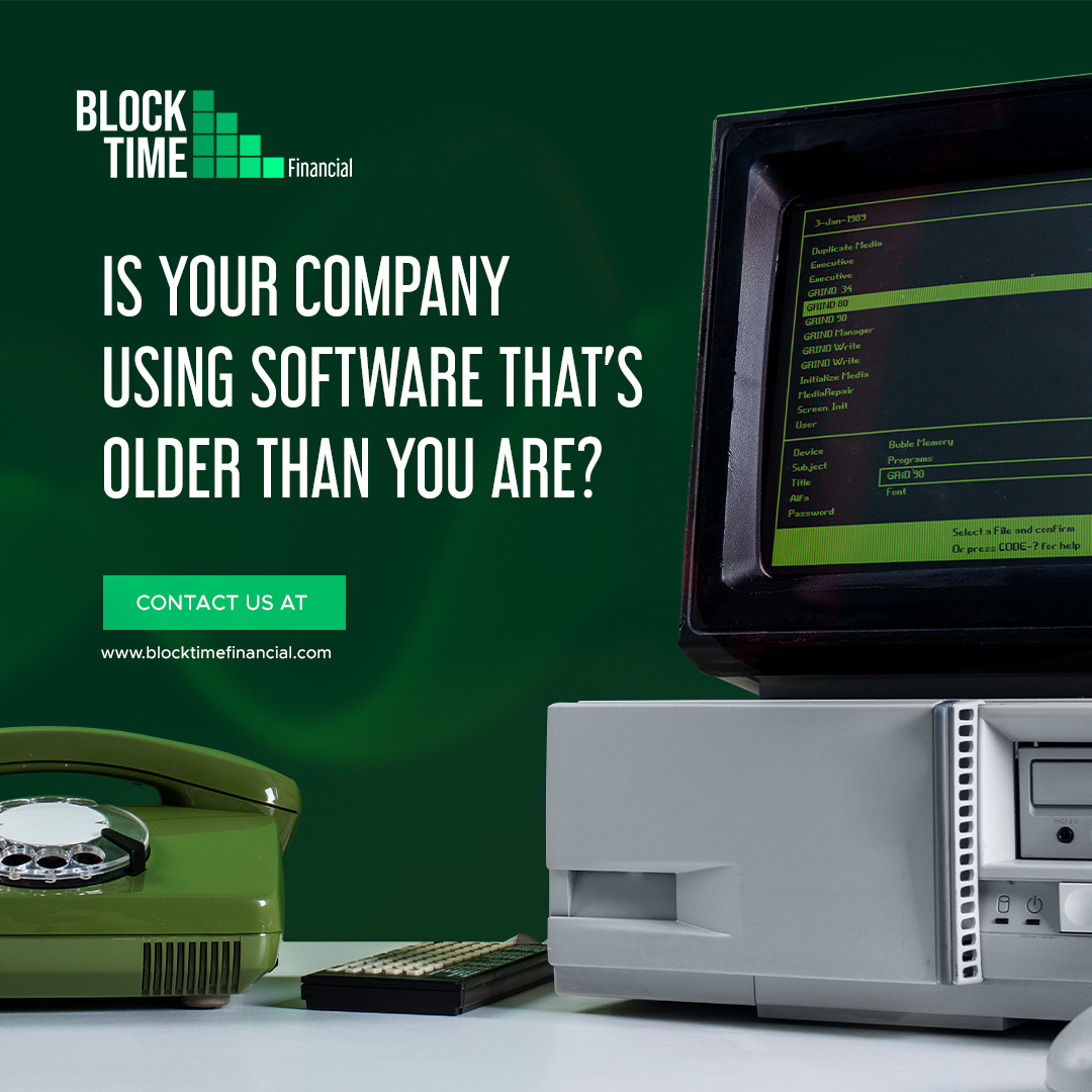 💥 𝗜𝘀 𝘆𝗼𝘂𝗿 𝗰𝗼𝗺𝗽𝗮𝗻𝘆 𝘂𝘀𝗶𝗻𝗴 𝘀𝗼𝗳𝘁𝘄𝗮𝗿𝗲 𝘁𝗵𝗮𝘁’𝘀 𝗼𝗹𝗱𝗲𝗿 𝘁𝗵𝗮𝗻 𝘆𝗼𝘂?

Many financial firms still use software that is 25-40 years old! 🖳

💡  Block Time Financial brings you into the modern world. Learn more: blocktimefinancial.com/solutions/