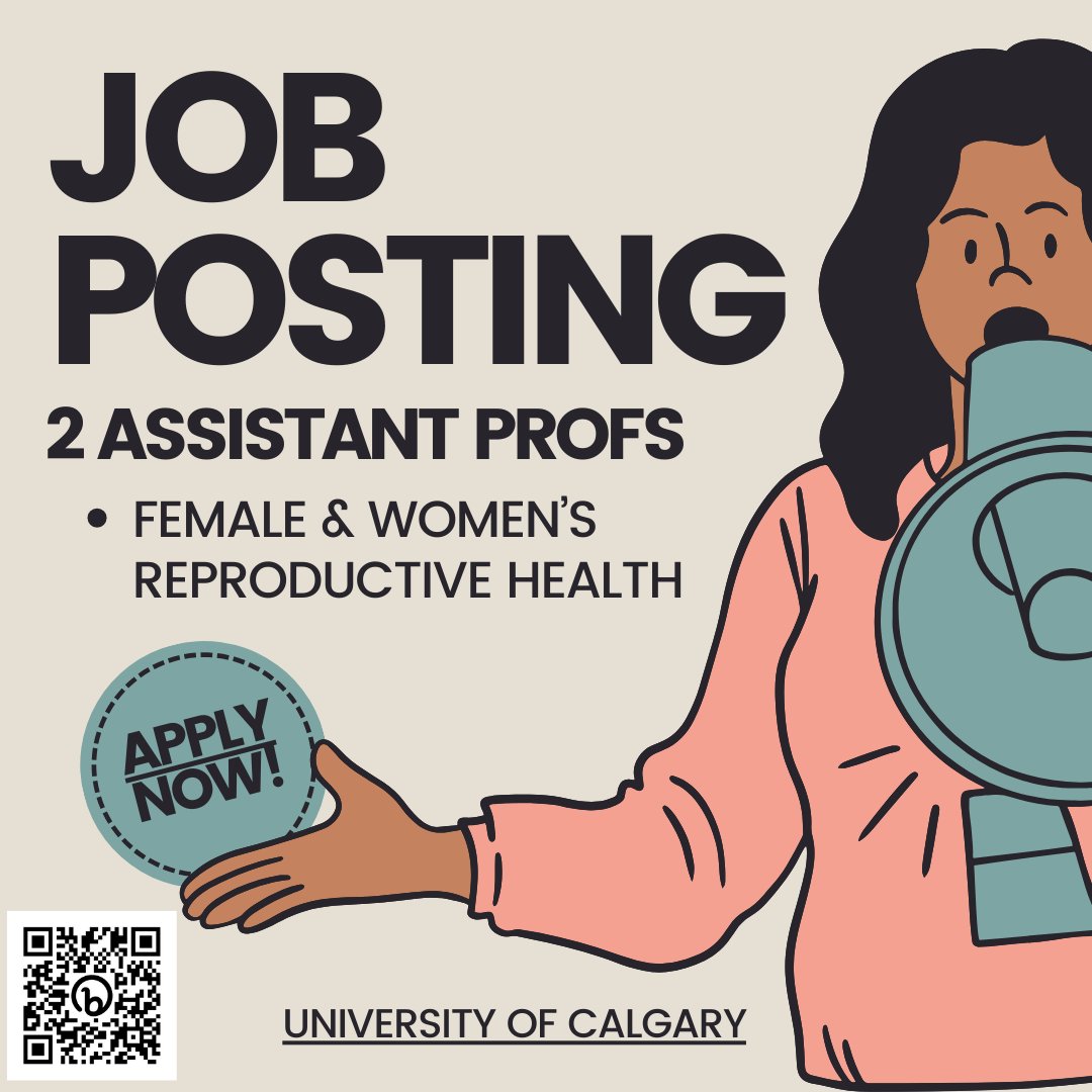 OB&amp;GYN
Cumming School of Medicine, University of Calgary
Two appointments at Assistant Prof level
Research area:
Female repro health conditions across the lifespan and/or health services research related to provision of repro health care.

Deadline Nov 30th 2023
#jobposting
