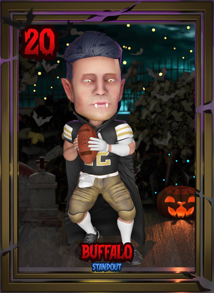 🧛Our QB caught the eye of a Vampire, and will live his eternity playing night games 🦇
The special edition set of collectible cards comes with spooky value:
✅200 max mint
✅Have Gold Foil status
✅Are minted as a Standout
✅You choose any player you want (QB, RB, WR)
more