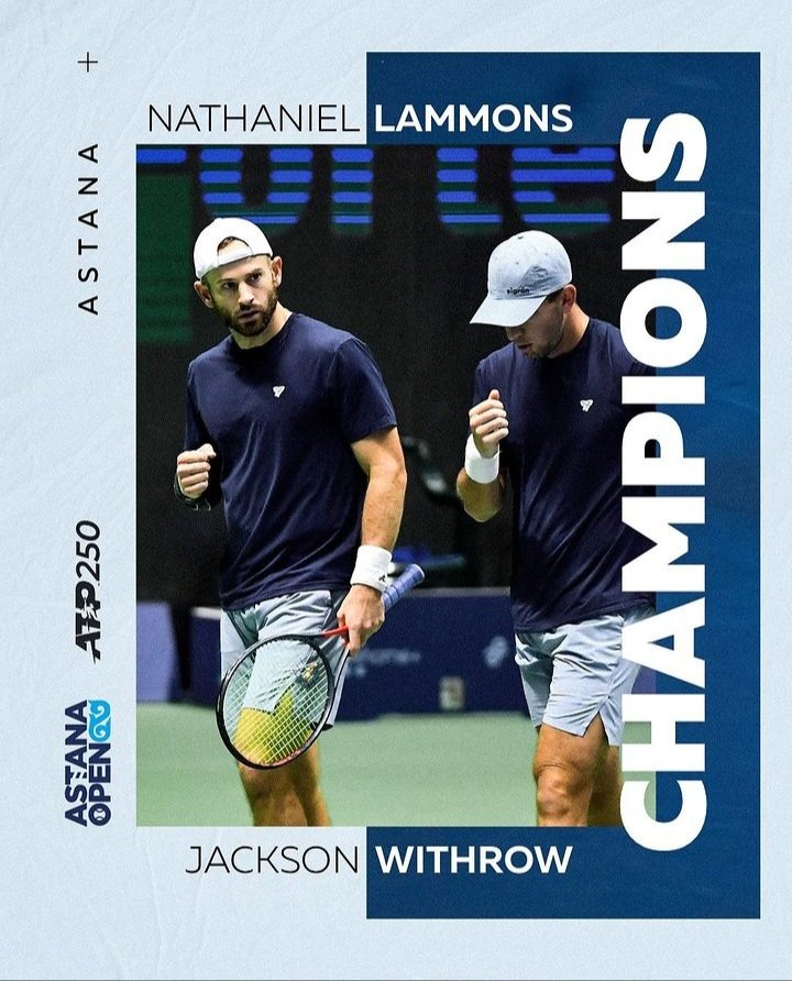 Not_Esportivas's tweet photo. ATP
Parabéns aos duplistas campeões, os americanos Nathaniel Lammons e o seu compatriota @JacksonWithrow7 que conquistaram o @atptour 250 de Astana, conquistando o quarto título no ano e o quinto título na carreira juntos
#ATP #ATP250 #AstanaOpen #NathanielLammons #JacksonWithrom https://t.co/X7xRRspI54