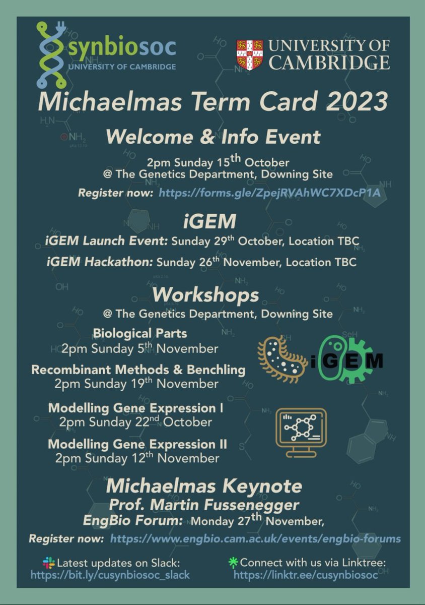 Our Michaelmas Term Card. Can't wait to see you all in Freshers Fair and our events!