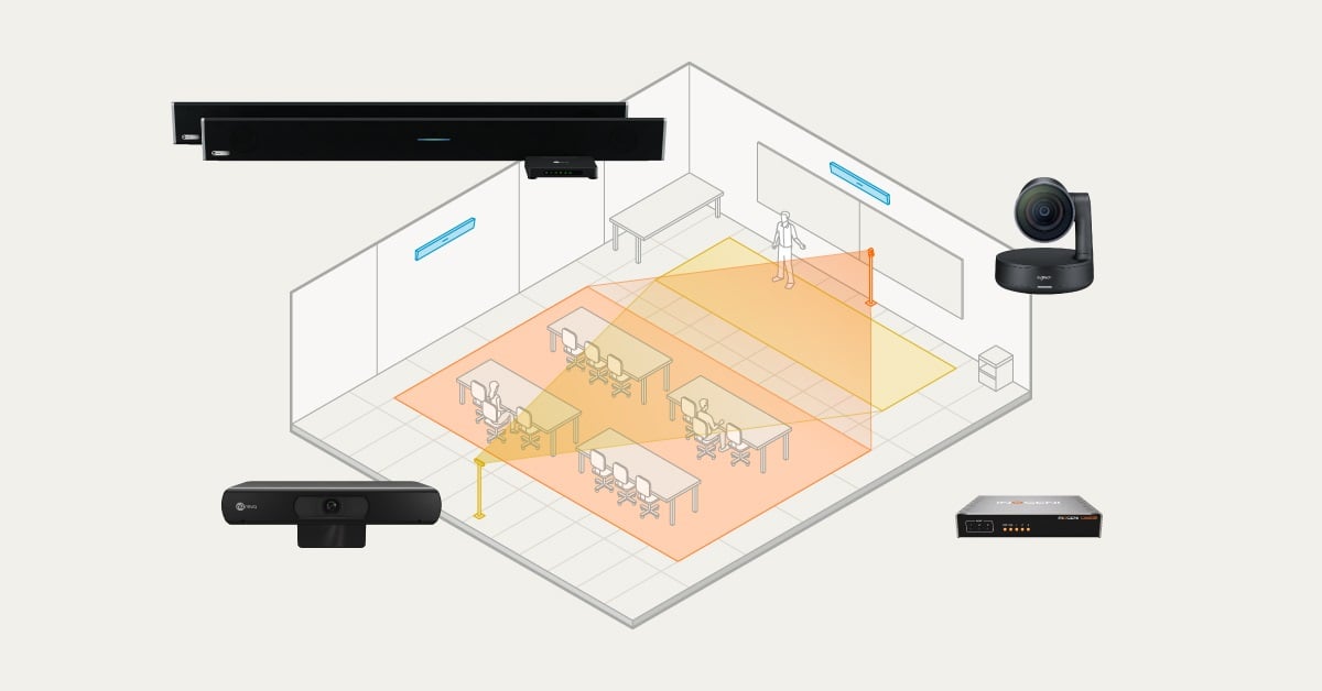 NurevaInc's tweet photo. We’ve just announced a new camera zones feature for our HDL410 system! Enjoy easy multi-camera switching in larger spaces using our sound location data with the @Inogeni® CAM230. Check it out: https://t.co/Nhel9m0J6Q #AVnews #avtweeps #hybridmeetings #hybridclass https://t.co/z3oOo6rmsw