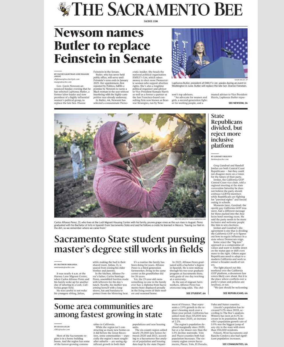 HectorJAmezcua's tweet image. In today’s @sacbee_news print edition our cover story on @sacstate graduate student working in the fields to stay connected to his family, roots. Plus much more. #readlocal @mathewjmiranda @lindseymholden @MaggieAngst @GavinNewsom