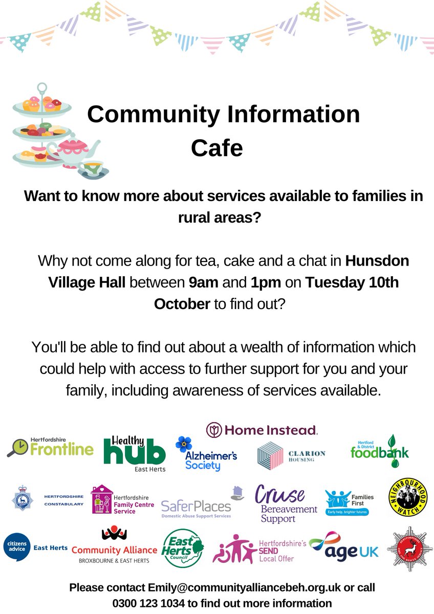 Come and meet  Hertfordshire Frontline at the Community Information Cafe