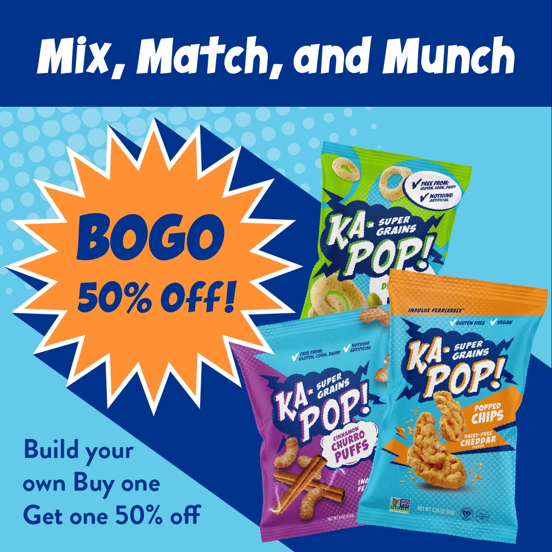 🎉 Dive into flavor paradise! Our BYO BOGO Sale is here! Snack fearlessly with Buy One, Get One 50% off on any mix of your favorite treats. kapopsnacks.com

It's indulgence, doubled. Don't miss out. Start stacking your snacks now! 🛒 

#BYOBOGO #SnackFearlessly