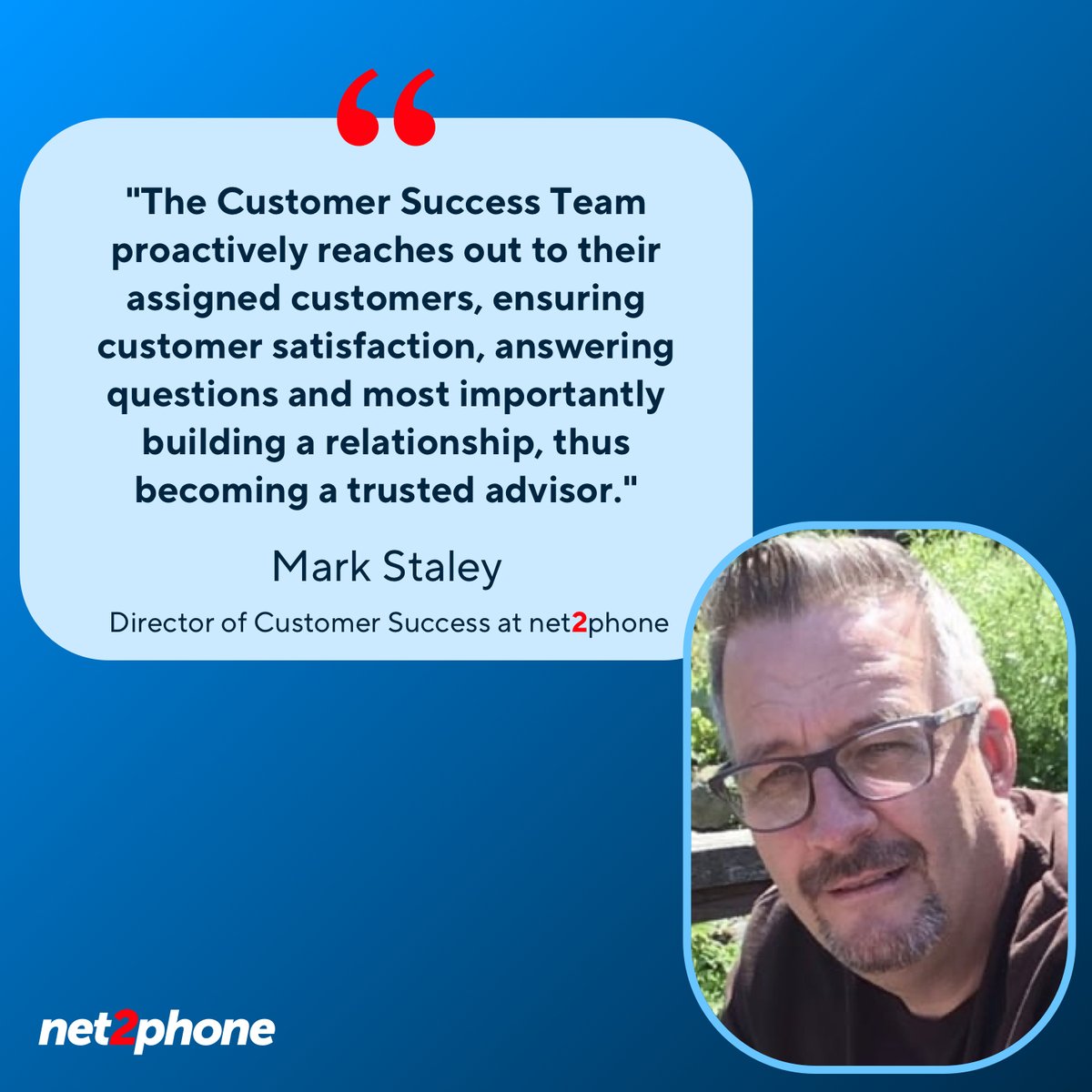 We take a proactive approach to customer success. We're in the business of building relationships, both with our clients and through the business communications tools we provide. Take it from Mark Staley, Director of Customer Success at net2phone! #CustomerServiceWeek