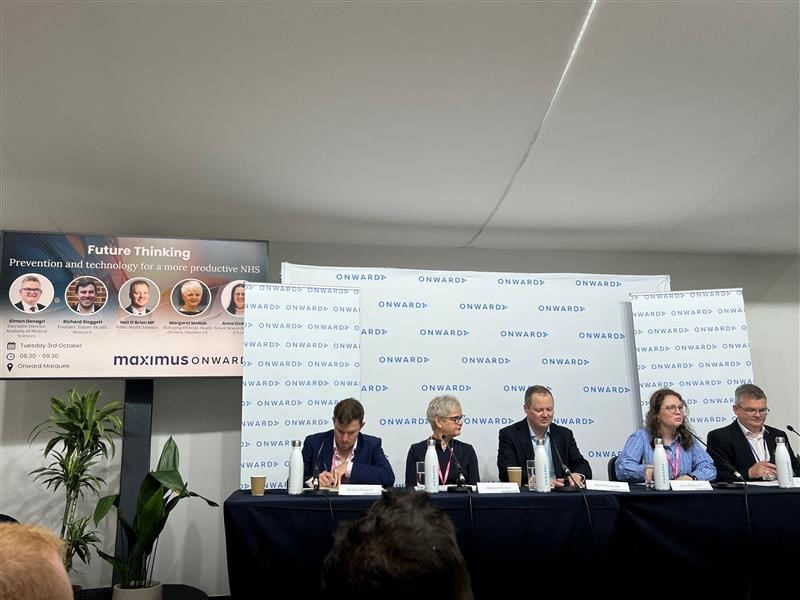 Our Exec Director @SDenegri highlighted the importance of research in the NHS, public involvement, research investment, and a people-centred approach at the <a href="/ukonward/">Onward</a> panel this morning for #CPC23 🚀

Read our recommendations for the next Govt here: ow.ly/LYvV50PRPIR