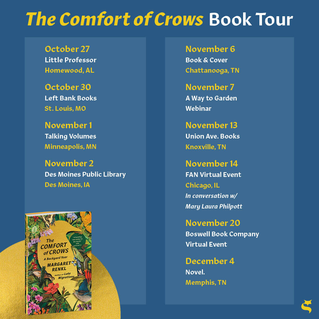 Margaret Renkl is going on tour for her new book The Comfort of Crows! Get tickets and learn more: spiegelandgrau.com/the-comfort-of…