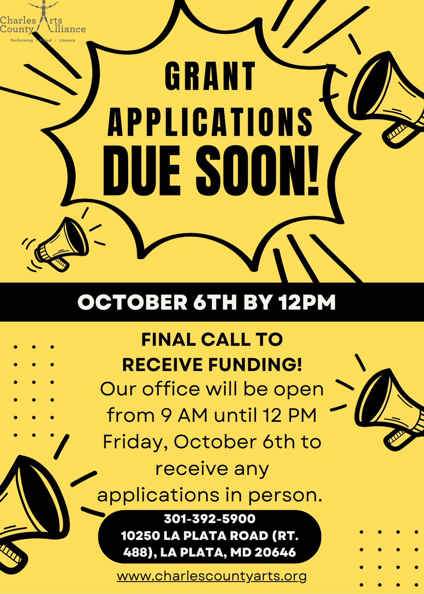 Attention all grant-seekers! Time is Running Out! Don't forget, the application deadline is this Friday at noon! We're here every day, ready to lend a helping hand with your submissions. If you have any questions or concerns, please don't hesitate to contact us via email or phone