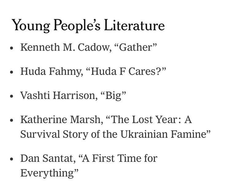 Congratulations to all the National Book Award Young People’s Literature Finalists, and especially to my longtime lunch buddy, @dsantat! @nationalbook #NationalBookAward2023
