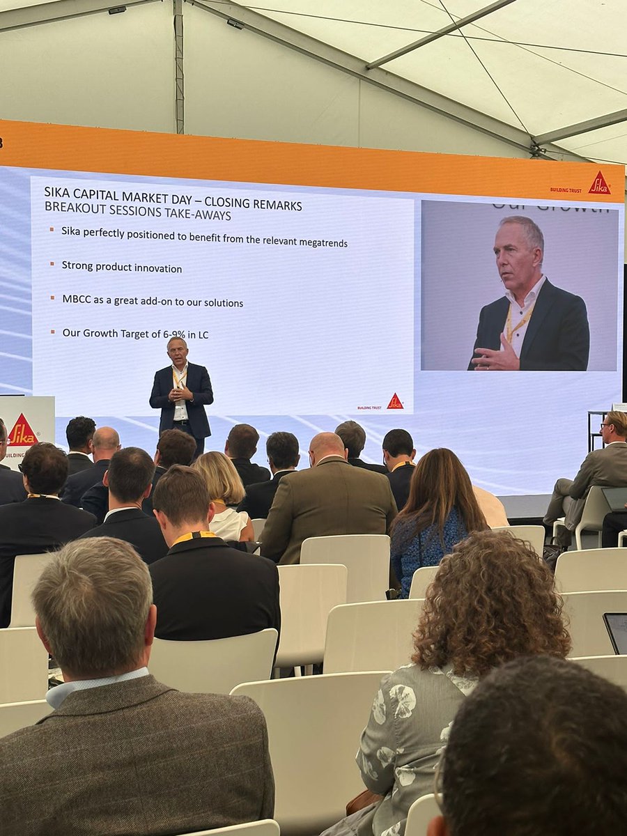Sika's tweet photo. And with our CEO's wrap-up, we come to the end of this year's #SikaCMD2023. Thanks for tuning in!
#SikaStrategy2028 #megatrends #BeyondTheExpected https://t.co/nHwwsxUpYq