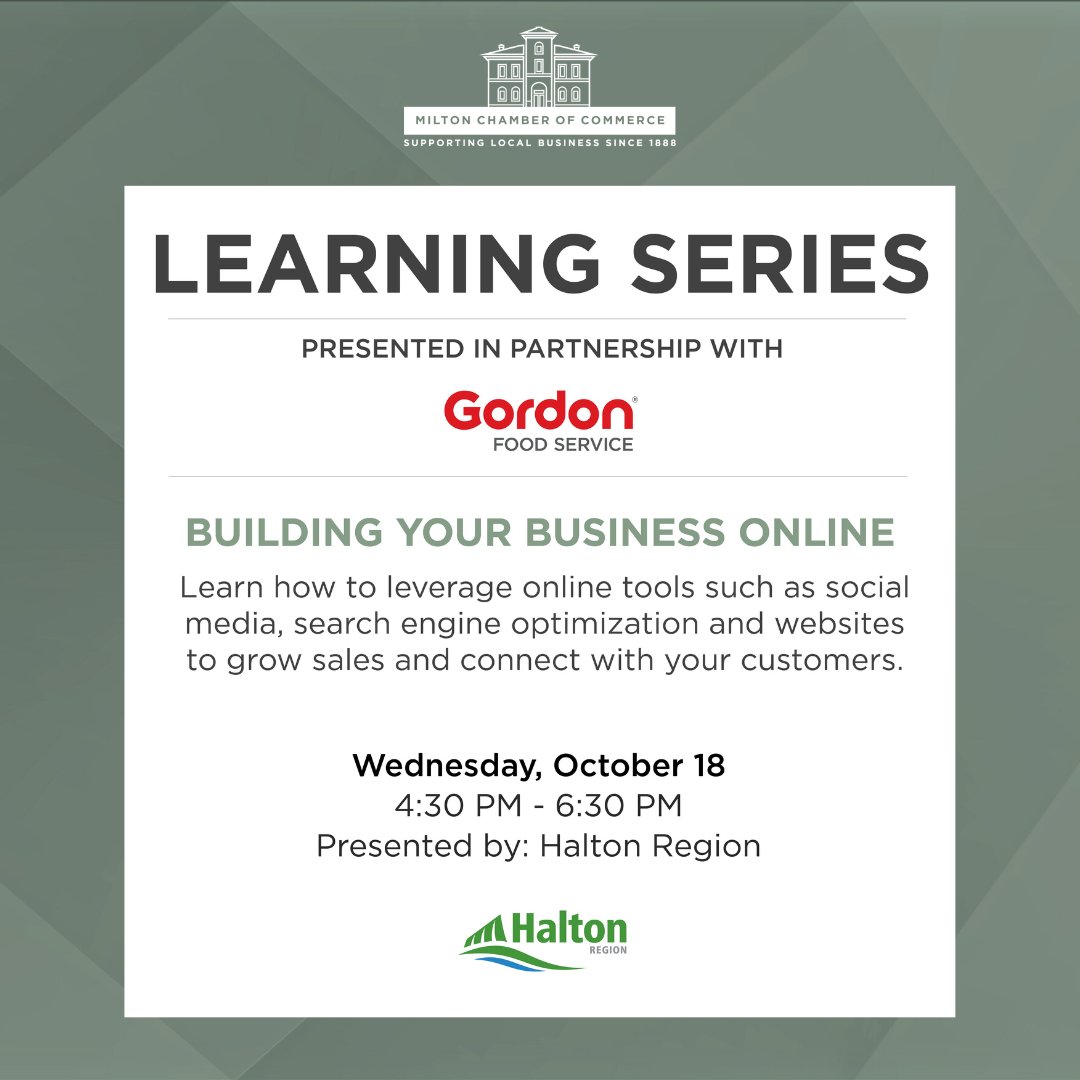 Build Your Business Online 📈
Discover how to utilize internet resources like social media, search engine optimization, and websites to boost sales and establish connections 🤝 with your customer base. Join us October 18 with @regionofhalton.

🔗 ow.ly/vegu50PSrMm