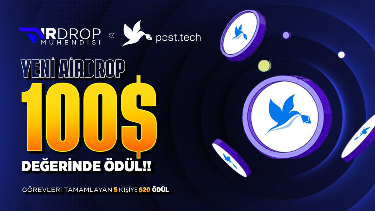 👋 Selam dostlar, PostTech kullanan 5 dostumuza $100 dağıtıyoruz. 🪂 Yapmanız gerekenler; 🥳 @airdropmuhendis ve @PostTechSoFi Takip Et! 💙 Beğenip & RT Yap! ☑️ PostTech profilini ekran görüntüsü al ve yorum at ❗️ Kayıt Olmak İçin; Giriş yap ve 'coinmuhendisi' Kodunu gir ✅