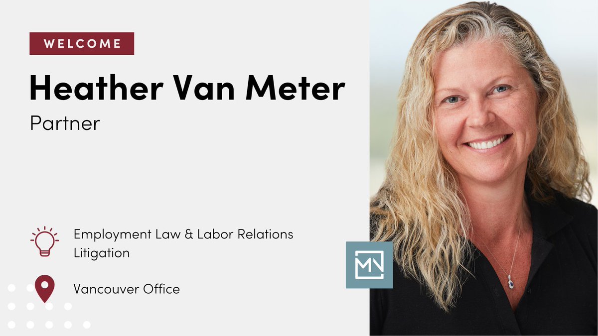 Welcome, Heather! Heather Van Meter has joined the firm’s prominent #employment &amp; #litigation teams. She brings over 25 years of experience representing entities throughout the #PacificNorthwest, and is recognized by her peers as a leading trial attorney: millernash.com/firm-news/news….