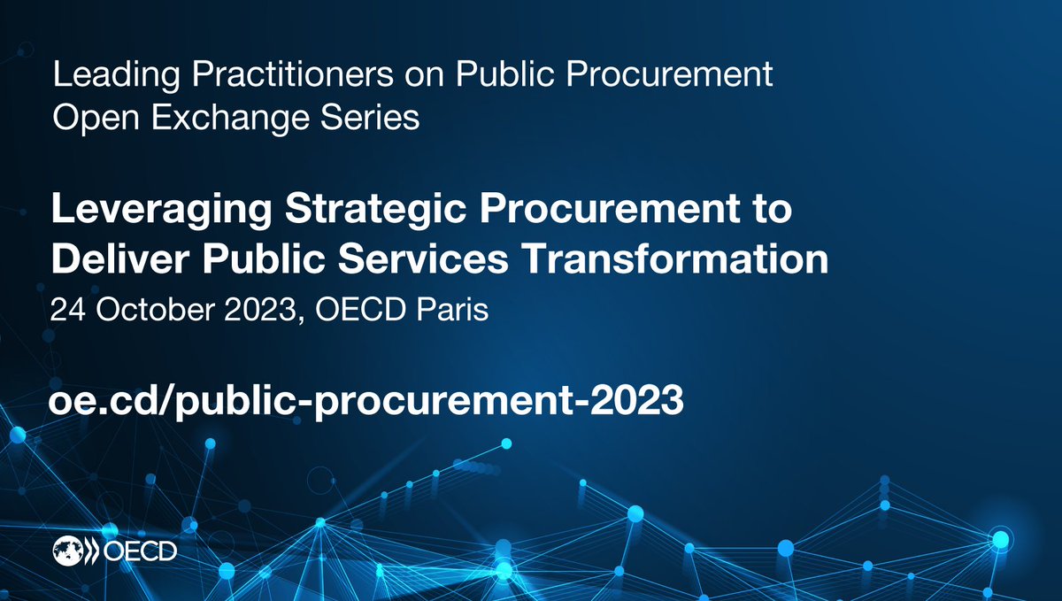 OECDgov's tweet photo. 🚧🏗️ @OECD Public Procurement Week 2023

🗓️ 24 OCT 📌 @OECD 🔄 Open Exchange Series

Join us in Paris as we explore the role of #strategic public #procurement in reshaping public services for the #digital age.

Info and registration 👉 https://t.co/o5l0gJbbW2 https://t.co/7jXa7ajQg4