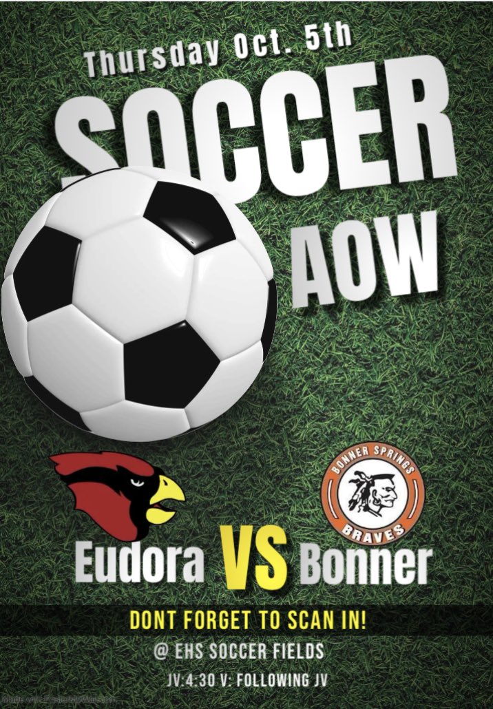 Come out on Thursday to cheer on your Cards soccer team as they take on Bonner! This is the AOW, we hope to see you there cheering loud!