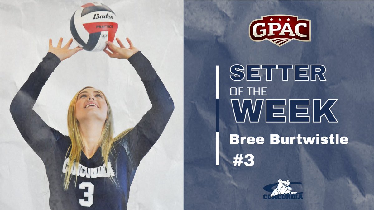 🏐 <a href="/breeburtwistle/">Bree Burtwistle</a> 

🏅 GPAC Setter of the Week (4x award winner in 2023)

📊 Averaged 14.17 assists/set (85 total) last week as <a href="/cunevolleyball/">Concordia Bulldogs Volleyball</a> def. Briar Cliff and Morningside; ranks No. 2 nationally this season in assists/set (11.60).

🔗 cune.edu/athletics/team…