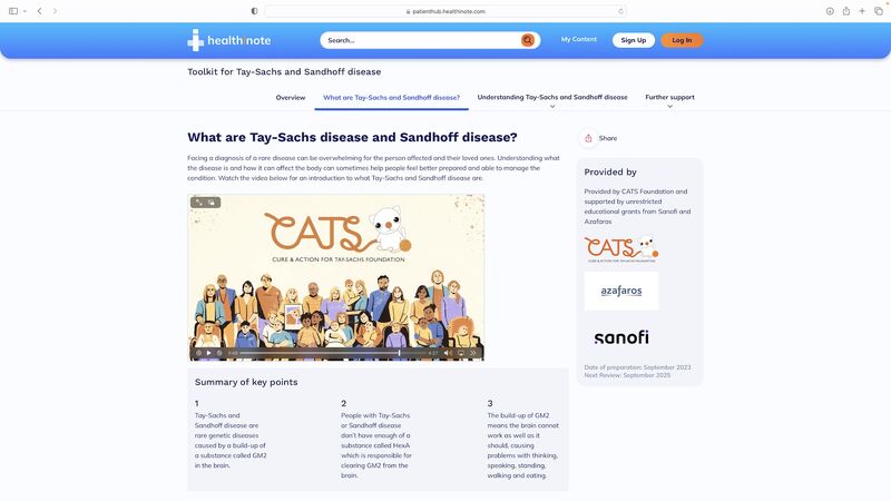 With @tay_sachs, we’re taking on Tay-Sachs and Sandhoff Disease - #rarediseases affecting up to 1/300k people. Our toolkit is packed with resources covering:  🔸 What is Tay-Sachs + Sandhoff disease? 🔸 Signs + symptoms 🔸 Support 🔸 Clinical studies   patienthub.healthinote.com/b0fc6cc9-6cf3-…