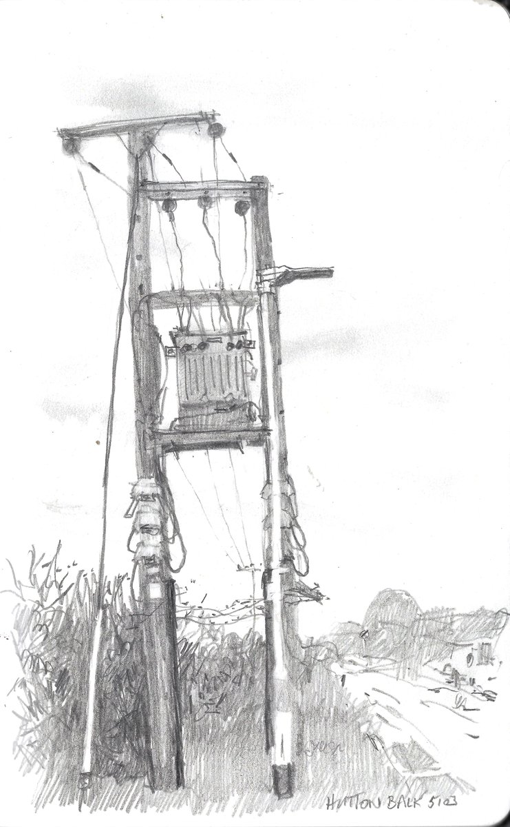 Hutton Balk 5103 Substation in Hutton Village was today's work van view inspiration. #EastRiding #pleinair #pencildrawing #sketchbook @GrimArtGroup