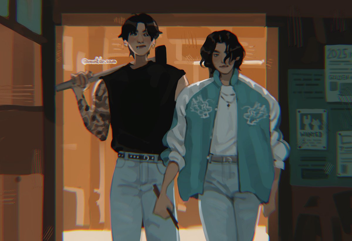 mintdr_eam's tweet image. this song is a haegeum 🐰🐱 #btsfanart