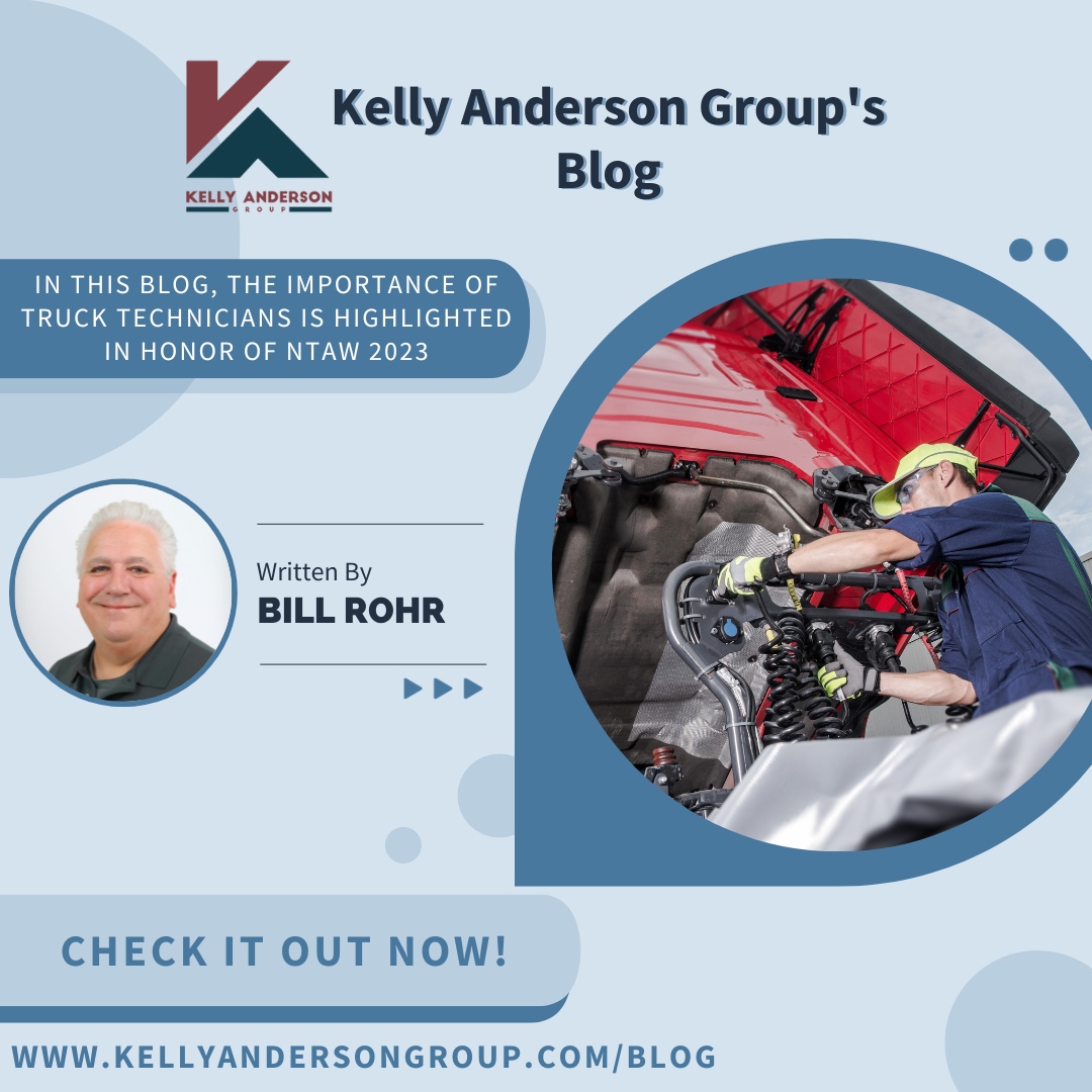 In honor of 2023 National Technician Appreciation Week last week, Bill spotlights trucking #technicians &amp; how they're the #backbone of the industry. Read the new #Blog on our website! l8r.it/STXC

#newblogpost #ntaw2023 #trucktechnician #appreciate #kellyandersongroup
