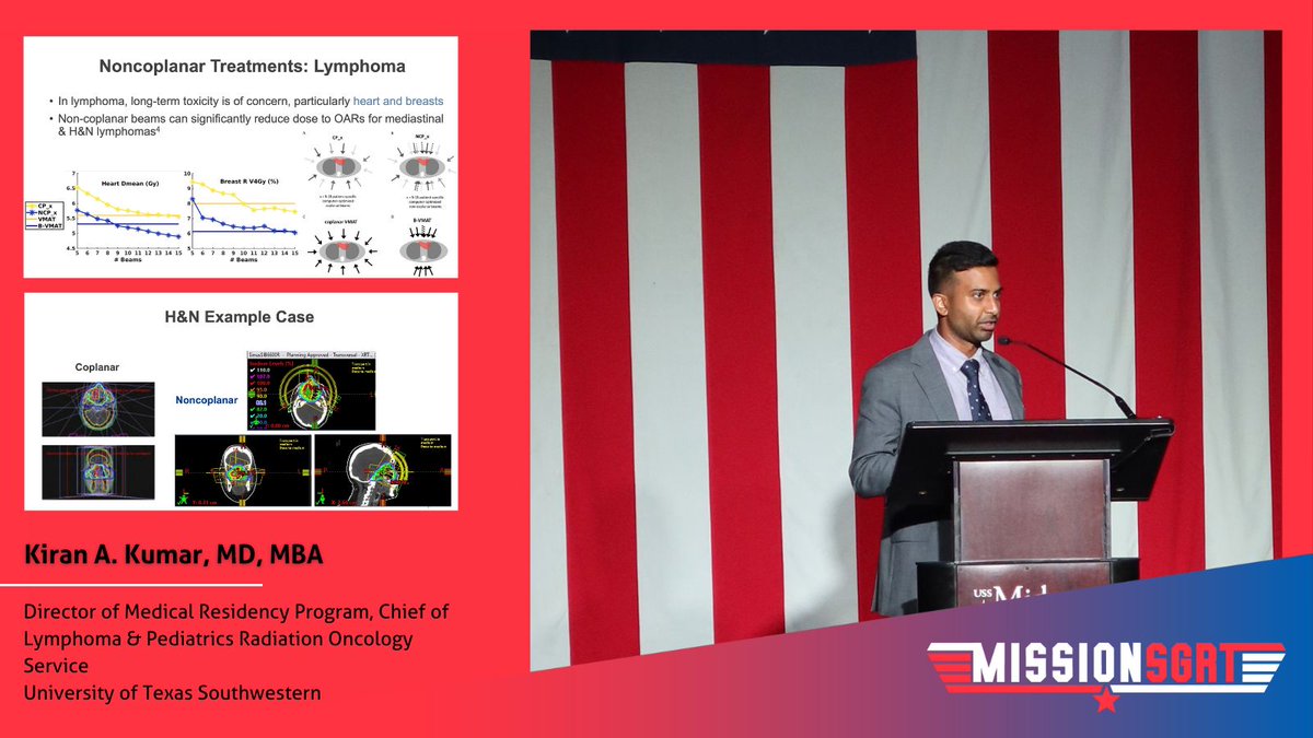 Evidence that non-coplanar techniques can improve treatment delivery is already here.

At the USS Midway, Kiran A. Kumar, MD, MBA, from <a href="/UTSW_RadOnc/">UTSW Radiation Oncology</a>, shared data showing that non-coplanar treatments have the potential to lower dose to organs at risk.