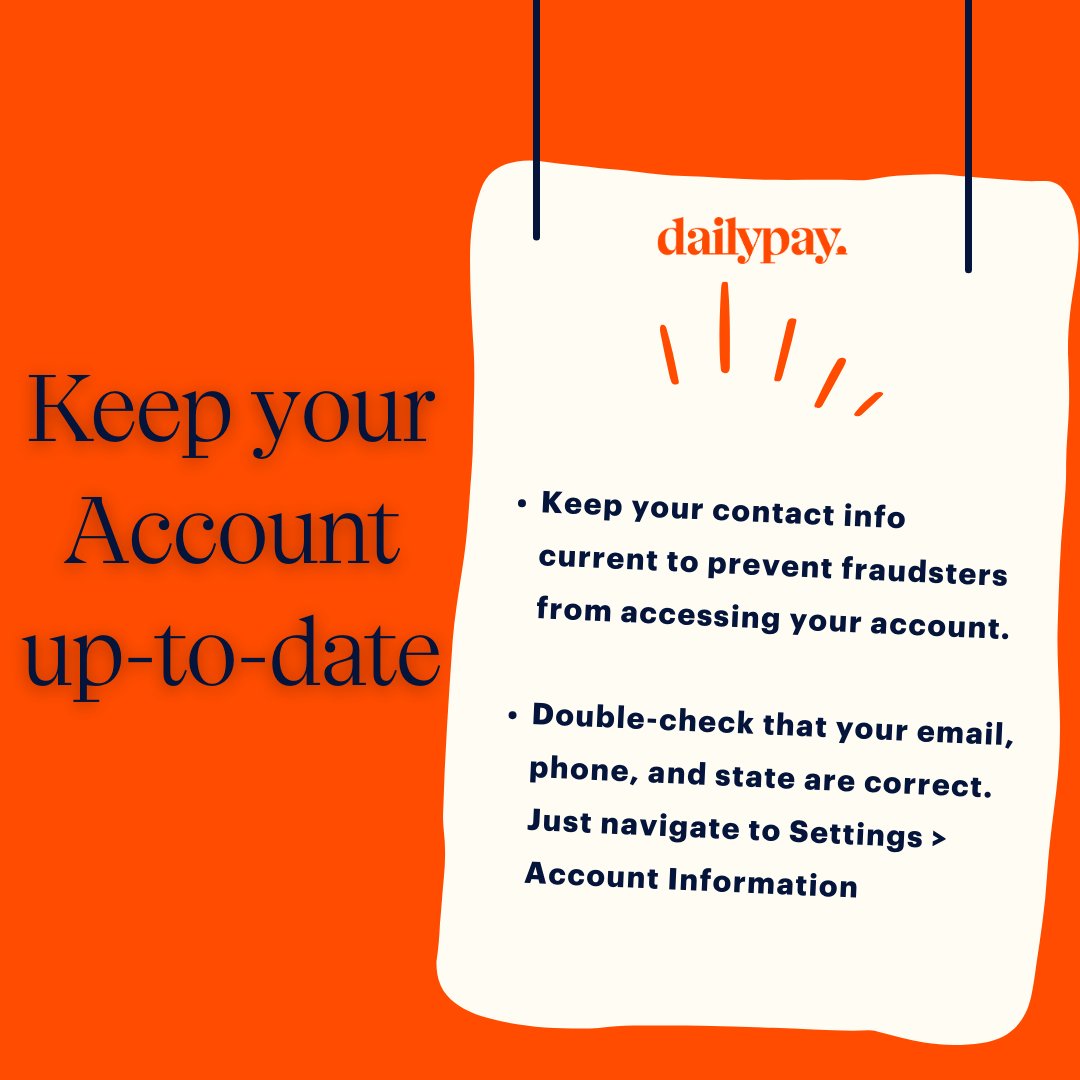 October is Cybersecurity Month! Take these easy steps to keep your DailyPay account information secure, and avoid bad actors on the internet. And please note, this is our ONLY Instagram account. #cybersecurity