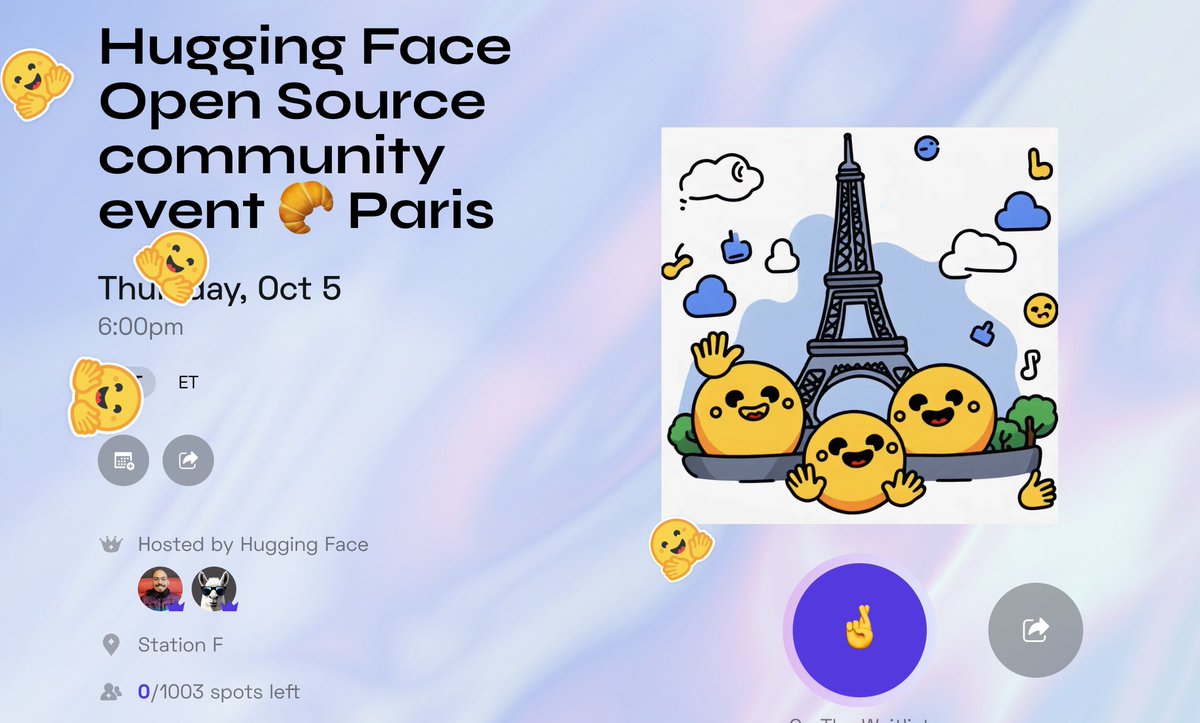 More than a thousand people (including @julien_c) will be @joinstationf in Paris on Thursday to celebrate open-source AI with @huggingface and the whole ecosystem. Make sure to go if you're around!