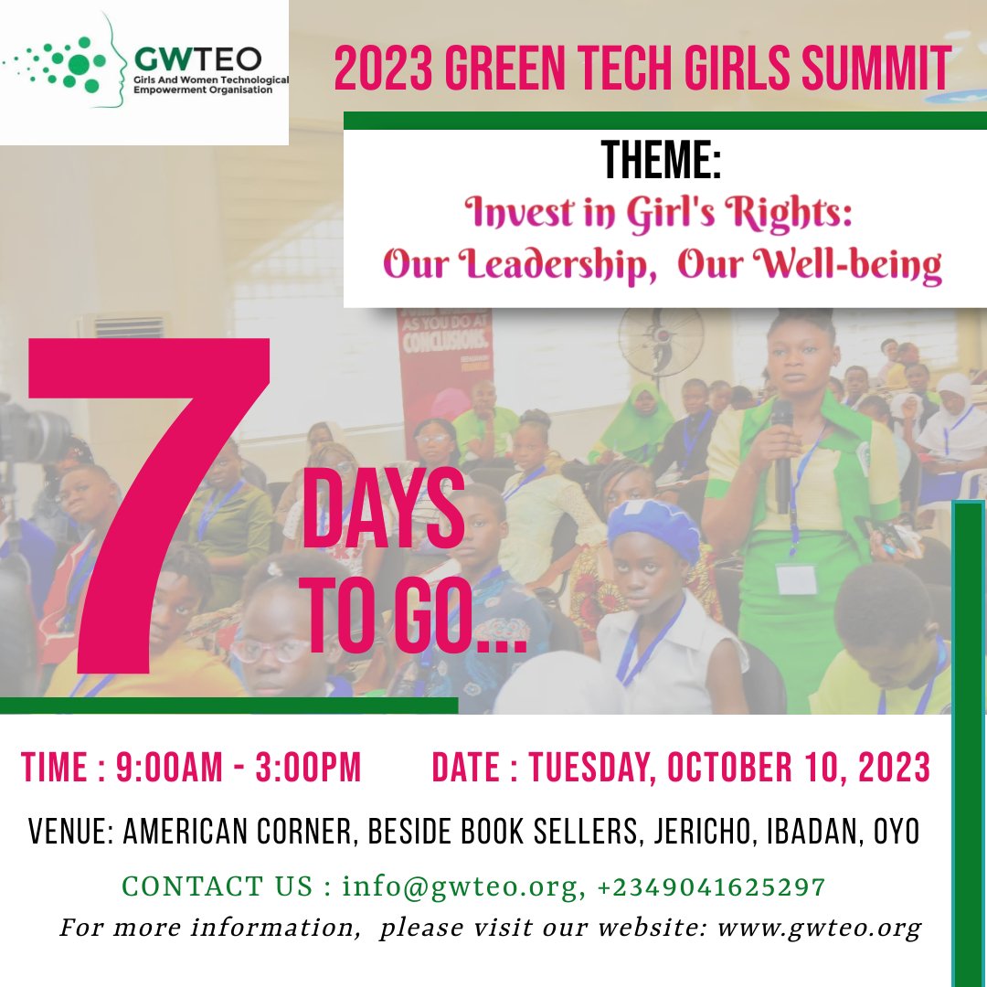 Mark your calendars and be a part of something extraordinary! The Green Tech Girls Summit is set to be a groundbreaking event as we commemorate International Day of the Girl Child. #Greentechgirls