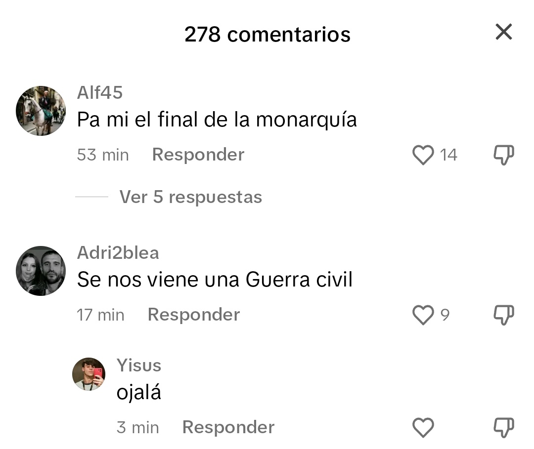 andercortes's tweet photo. Comentarios en TikTok sobre el rey proponiendo a Pedro Sánchez para la investidura (mi sitio favorito de internet) https://t.co/3lwKMwJobu
