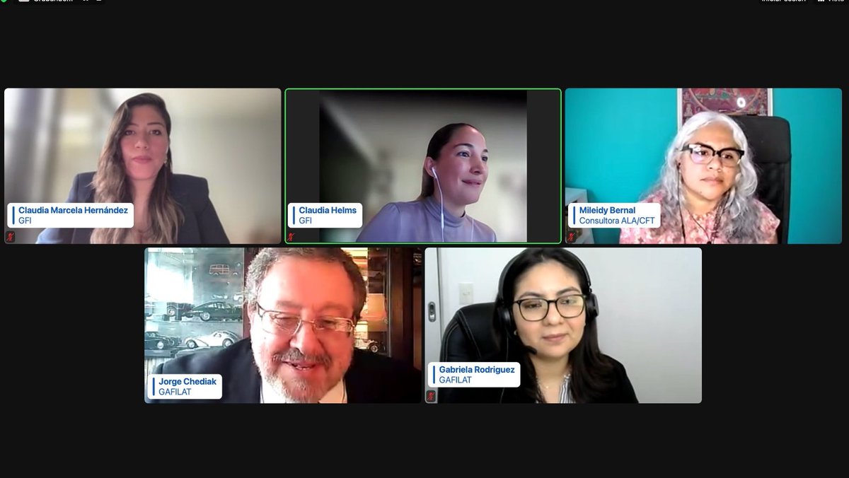Damos inicio a nuestro webinar #Cripto 🚨

Nos acompañan como panelistas: 

<a href="/milephs/">Mileidy Bernal Campos</a>, consultora ALA/CFT
<a href="/Dr_JorgeChediak/">Dr. Jorge Chediak</a>, presidente <a href="/gafilat/">GAFILAT</a> 
Gabriela Rodríguez, experta técnica <a href="/gafilat/">GAFILAT</a> 
<a href="/ClaudiaMHelms/">Claudia Helms</a>, program manager GFI
<a href="/clausmherz/">CMH</a>, analista políticas GFI

¡Conéctese ya!