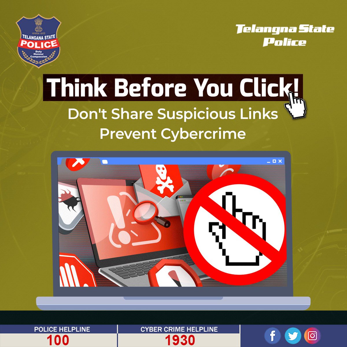 Never click on any links blindly. If you're a victim of cybercrimes, report them on 1930 or on cybercrime.gov.in.
