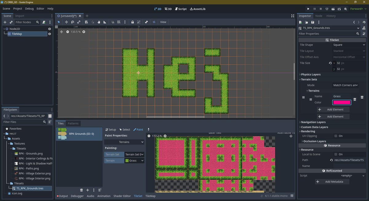 Oh my Glob, setting up rule tiles/tile terrains in #GodotEngine is SO FAST. I could almost cry thinking of how long it took to set up in Unity. I'm already loving this.