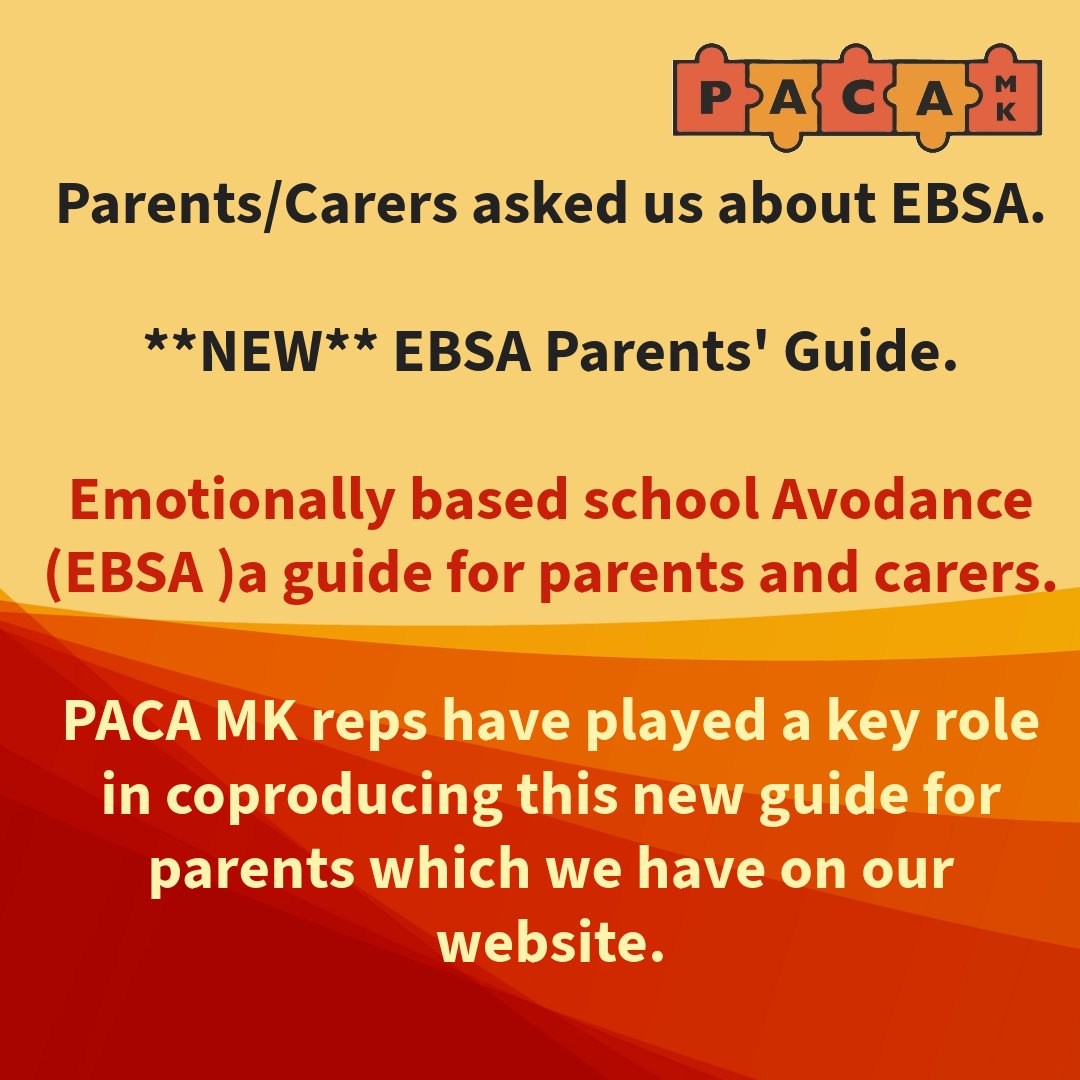 **NEW** Emotionally Based School Avoidance (EBSA)
A guide for parents and carers in Milton Keynes.
PACA Representatives have played a key role in coproducing this new guide Please let us know what you think to the guide.
pacamk.org/new-ebsa-paren…
