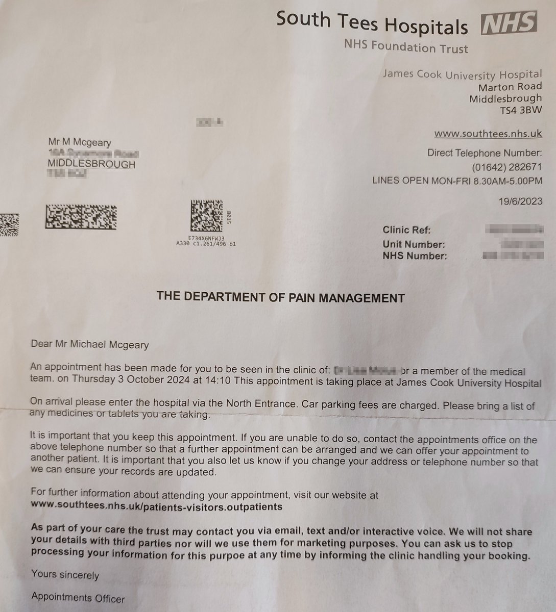 I'm usually late for everything, but I just turned up for a hospital appointment ONE YEAR early. The letter came in June and I never thought to look at the year. #NHSWaitingLists