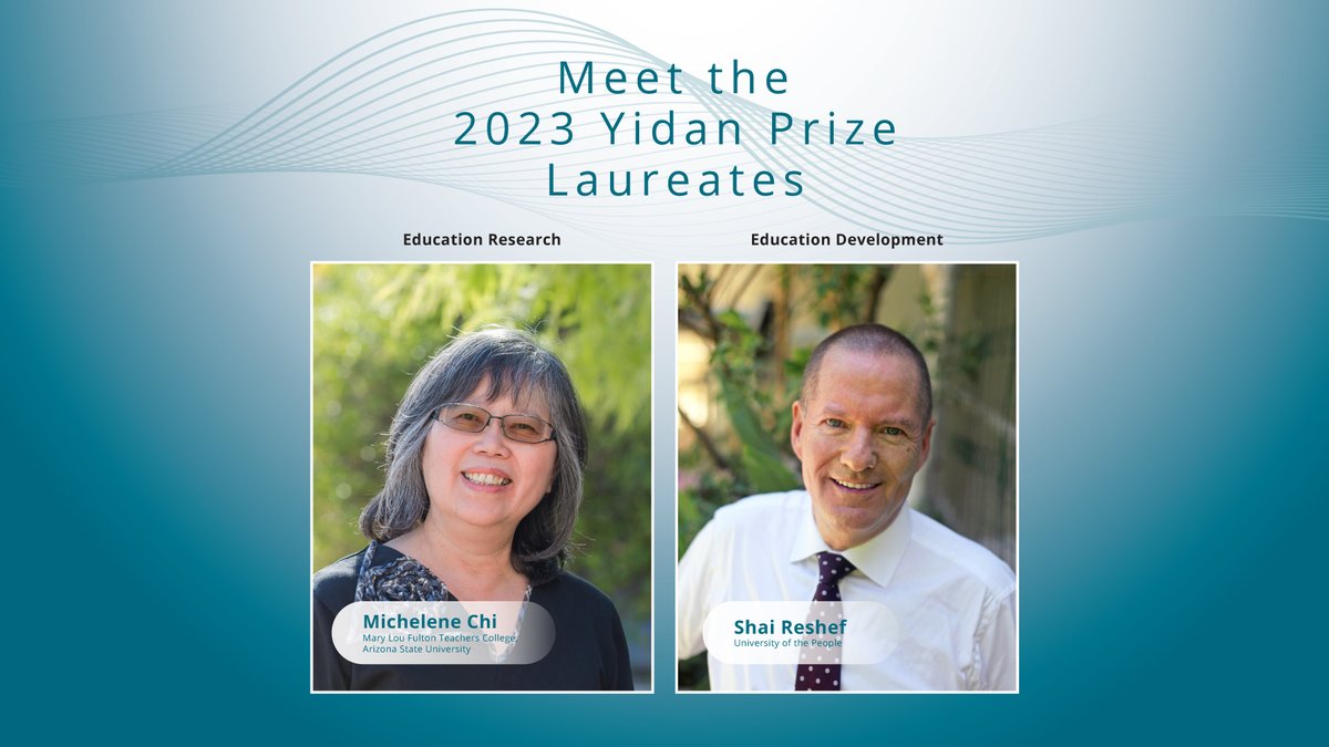 Congrats to Professor Michelene Chi and @ShaiReshef, the 2023 @YidanPrize laureates! We’re
thrilled to support these education changemakers and their innovative initiatives. Learn more at
ydprize.org/3Lsn87V.

#2023YidanPrize #YidanPrizeLaureates #ChampioningChangemakers